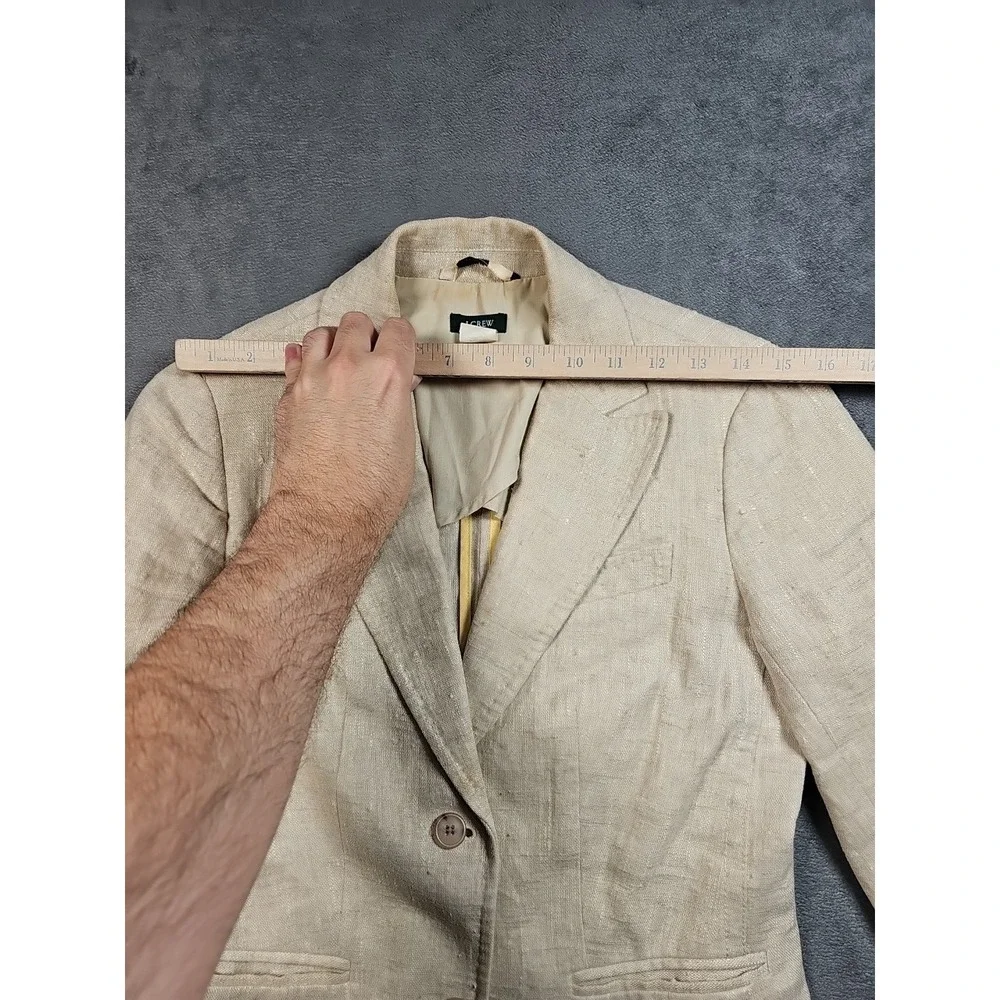J.Crew Schoolboy Blazer 💯 Linen Beige Gold Sparkle‎ Lined 74377 Women 2